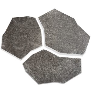 Paver set stepping stone of emperor black granite, included 3 crazy peace's which make a flower patterned stepping, A new pattern for stepping paving in Melbourne. Supplied by Atlas Tile & Stone tiles supplier Moorabbin.